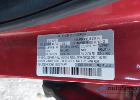 2017 Mazda Cx-5 Grand Touring z USA, uszkodzony, nr VIN JM3KFBDL2H0115483